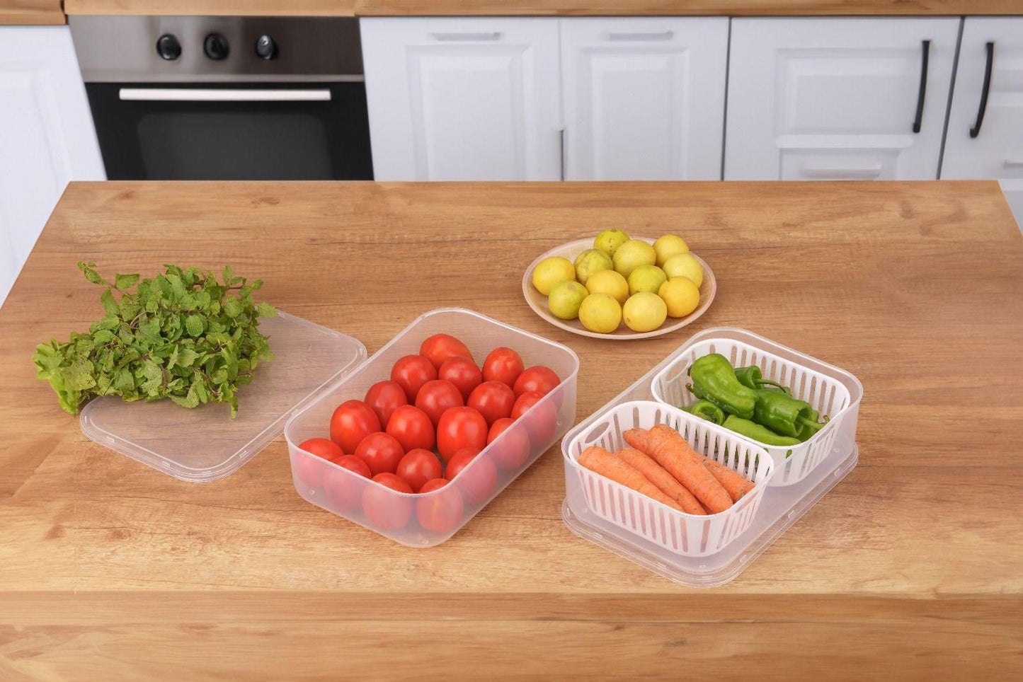 2 Compartment Anti-Dehydration Fridge Organizer