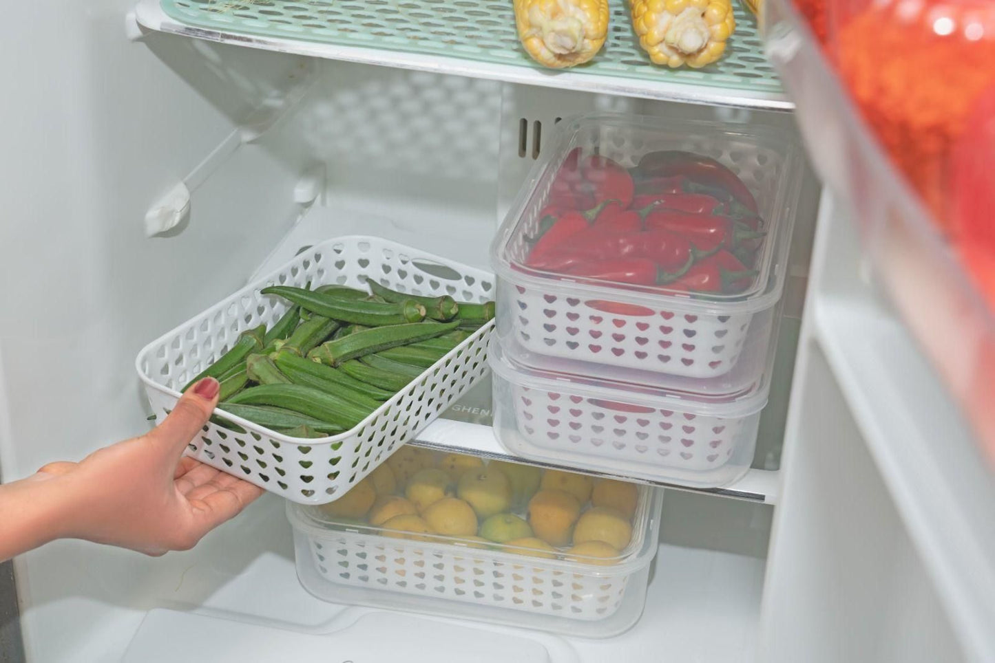 2 Compartment Anti-Dehydration Fridge Organizer